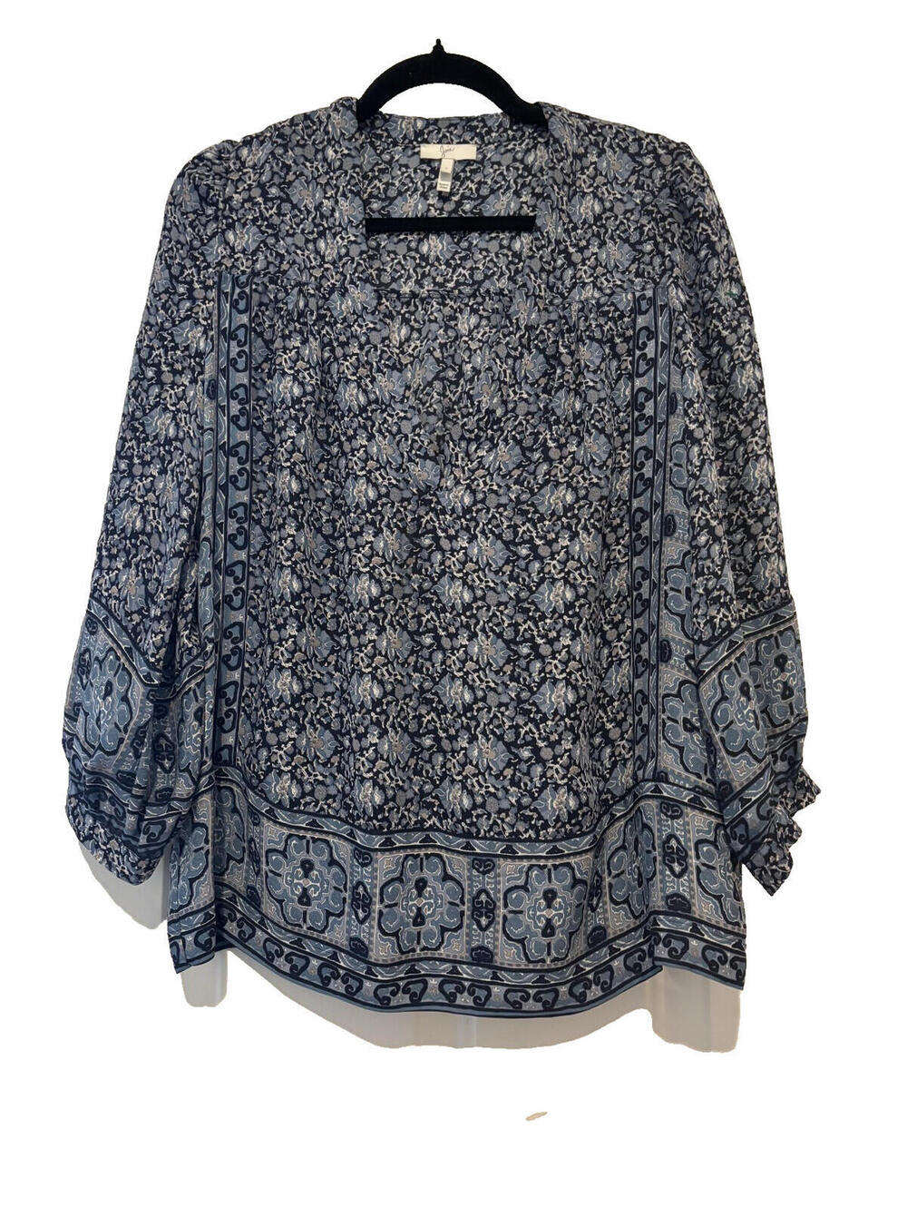 Joie oversized small  blue floral boho peasant blouse EE